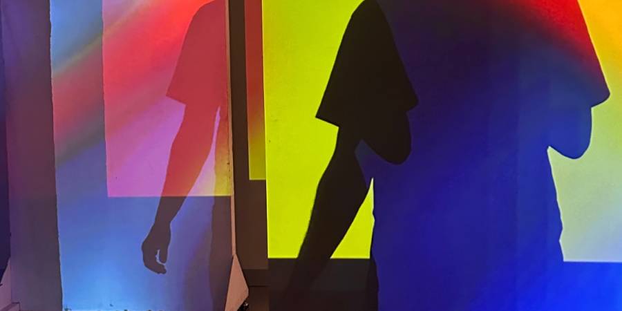 projected light and human shadows